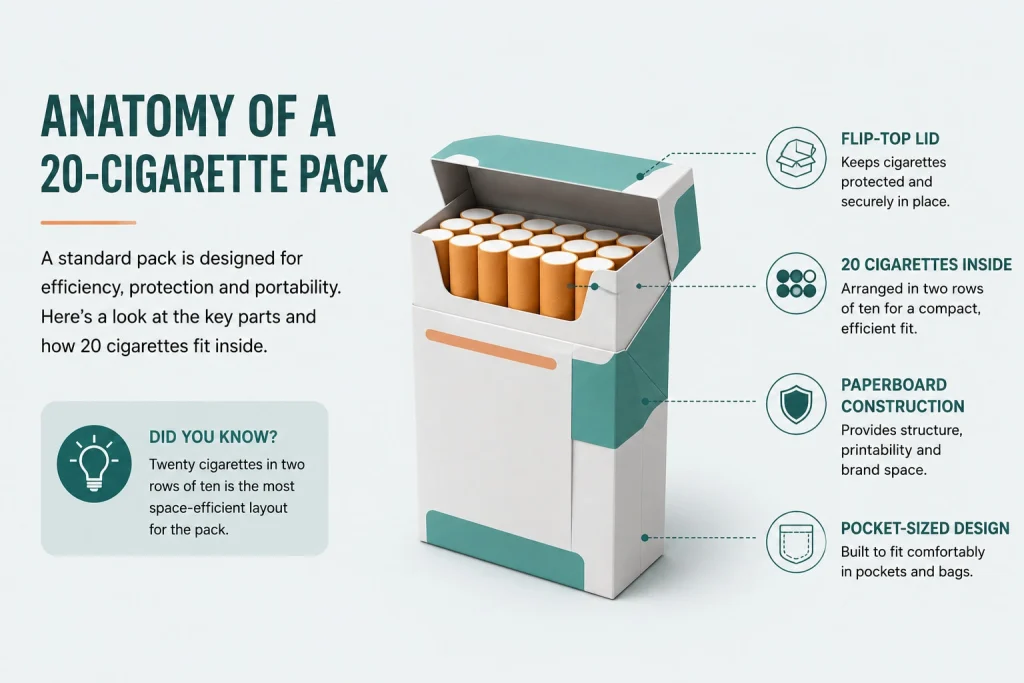 Standard 20-cigarette pack illustration
