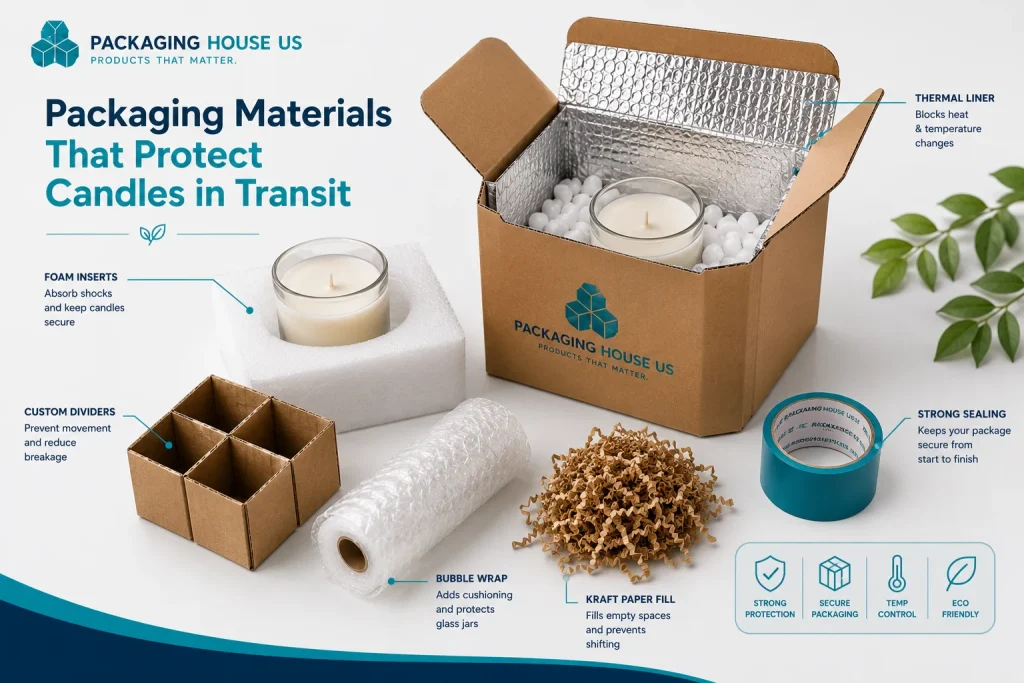 Protective packaging materials for shipping candles