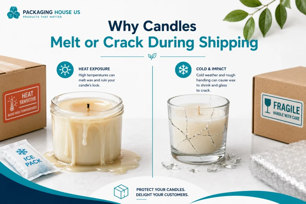 Melted and cracked candle during shipping
