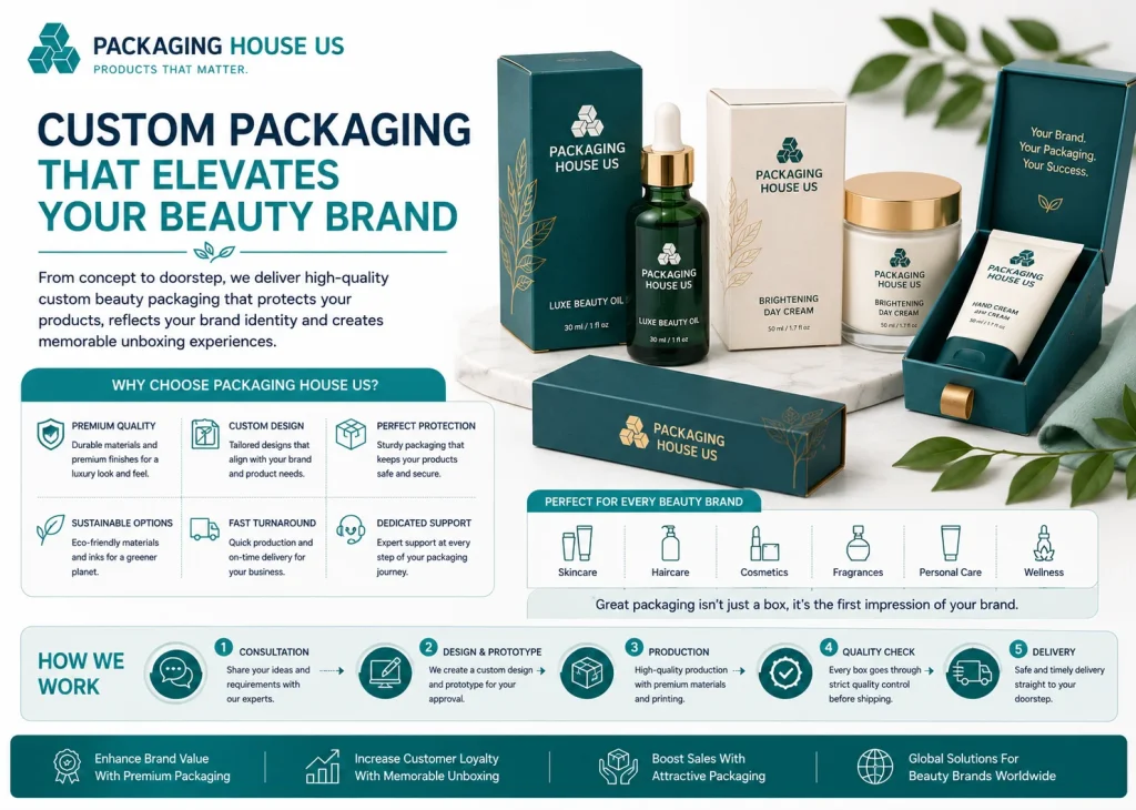 Custom beauty packaging solutions for skincare and cosmetic brands
