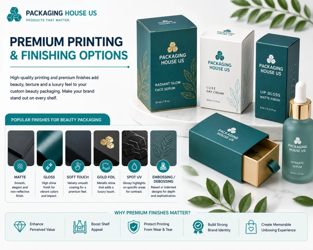Premium materials used for custom beauty and skincare packaging boxes